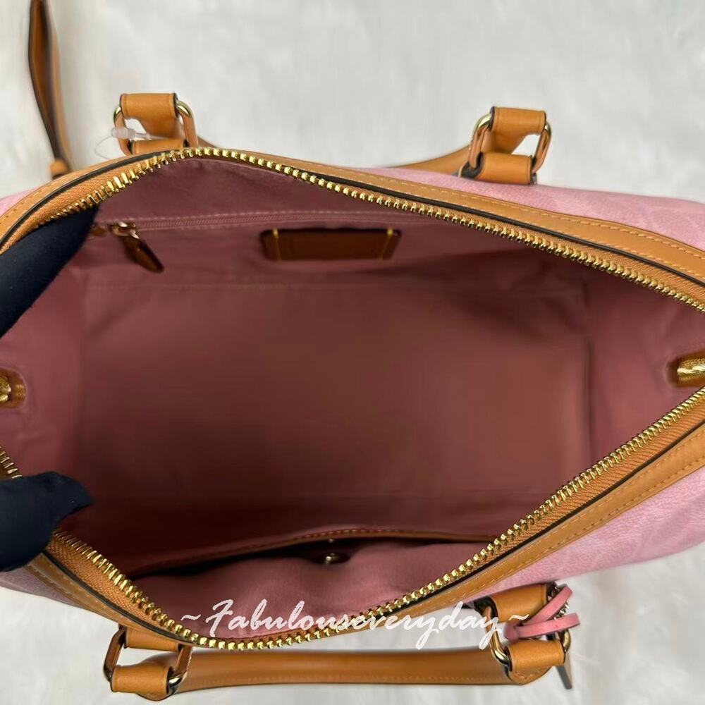 Coach Rowan Large Satchel Bag Signature Canvas with Charms CEA19 Powder Pink NWT - Picture 9 of 9